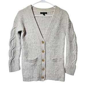 Banana Republic Italian Yarn Chunky Cable Knit Cardigan Wool Button Up Sweater S